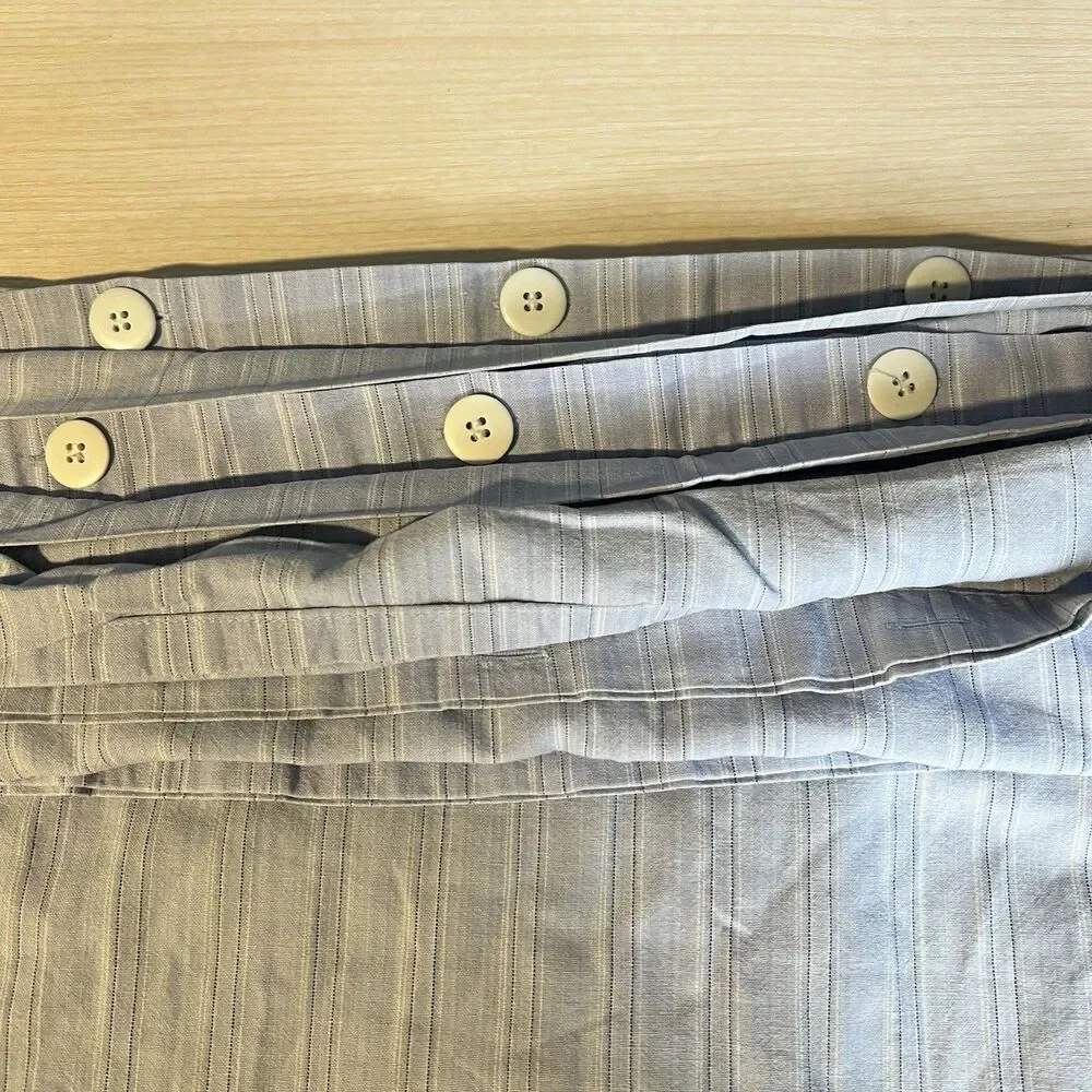 Crate and Barrel Blue Shirting Striped Pillowcases Coastal Beach Nautical 19x28